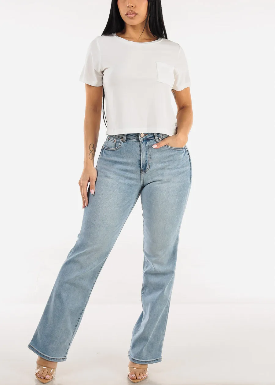 Stretchy Short Sleeve Crewneck Top White sold by Moda product image thumbnail 2