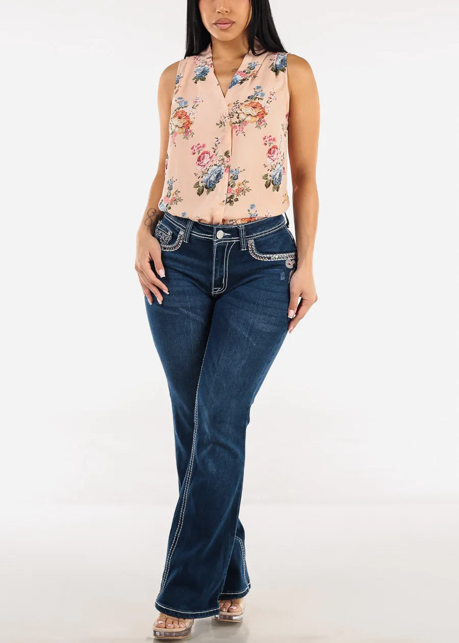 Sleeveless Vneck Floral Chiffon Blouse Blush sold by Moda product image thumbnail 2