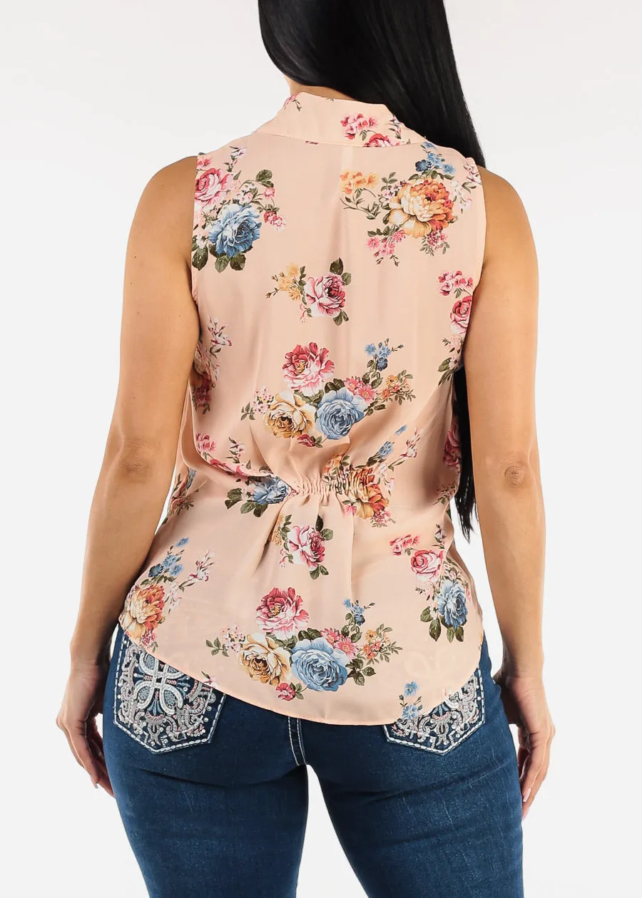 Sleeveless Vneck Floral Chiffon Blouse Blush sold by Moda product image thumbnail 4