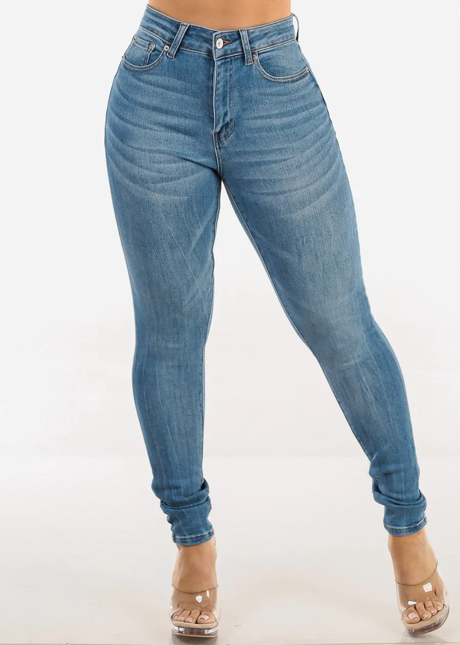 Stretchy Classic High Waisted Skinny Jeans Light Wash sold by Moda