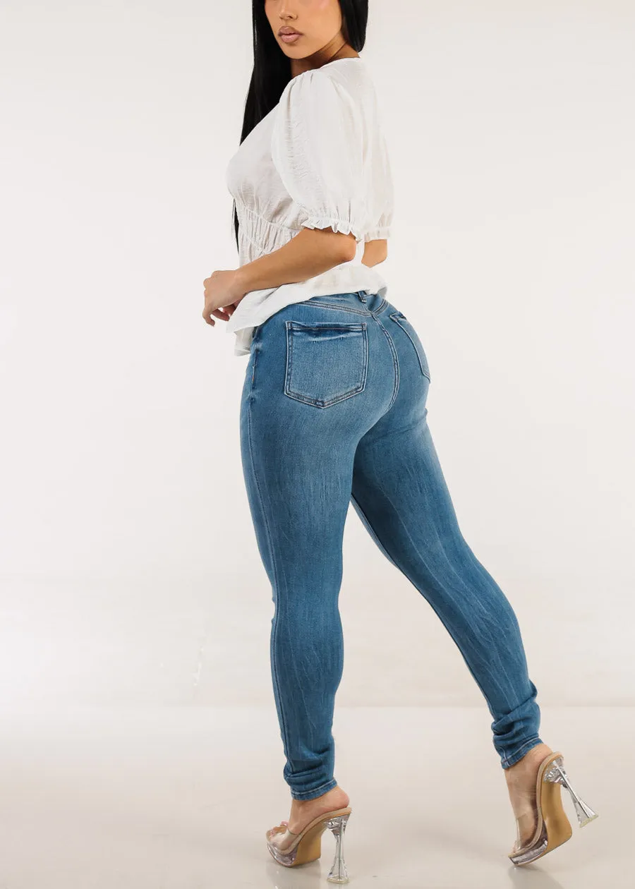 Stretchy Classic High Waisted Skinny Jeans Light Wash sold by Moda product image thumbnail 5
