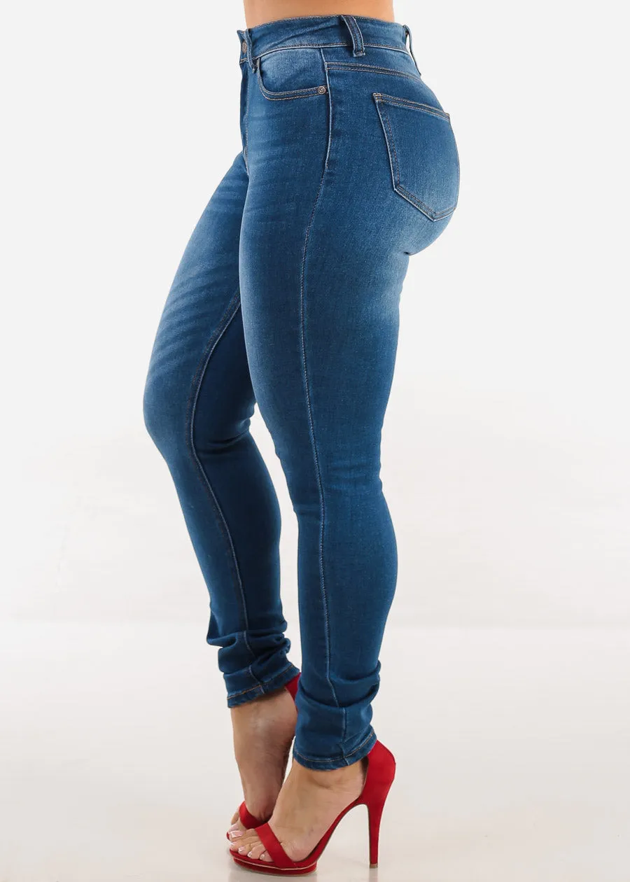 Stretchy Classic High Waisted Skinny Jeans Med Blue sold by Moda product image thumbnail 3