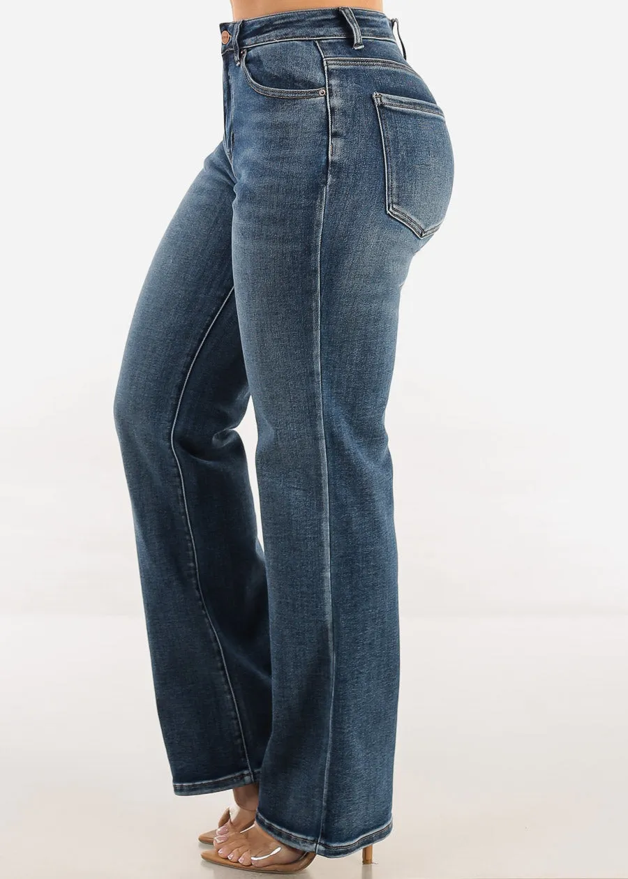 Stretchy High Waist Straight Wide Leg Jeans Med Blue sold by Moda product image thumbnail 4
