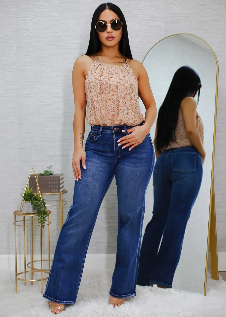 Stretchy High Waist Straight Wide Leg Jeans Med Blue sold by Moda product image thumbnail 2