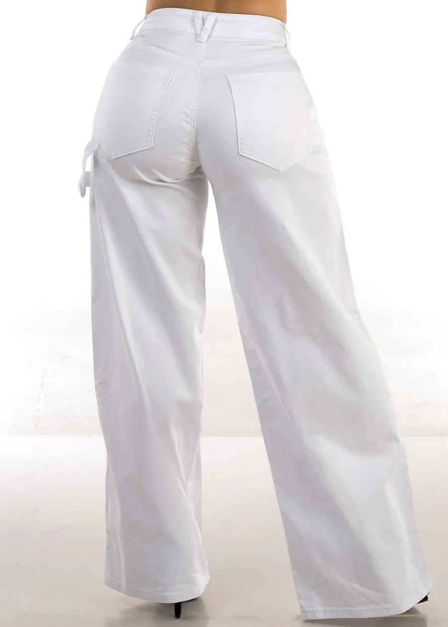 High Waisted White Wide Legged Stretch Jeans sold by Moda product image thumbnail 5