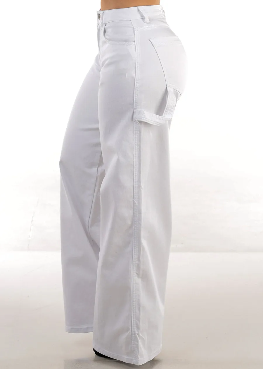 High Waisted White Wide Legged Stretch Jeans sold by Moda product image thumbnail 4