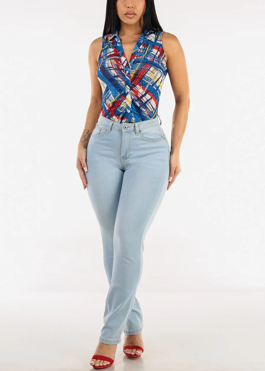 Butt Lift Super High Waist Stretch Straight Leg Jeans Light Wash sold by Moda product image thumbnail 2