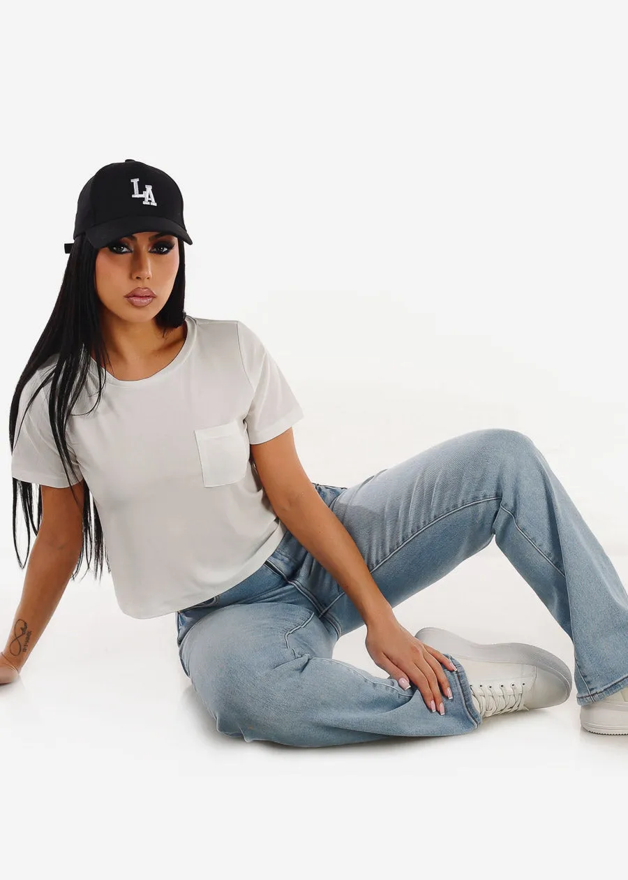 Stretchy High Waist Straight Wide Leg Jeans Light Wash sold by Moda product image thumbnail 2