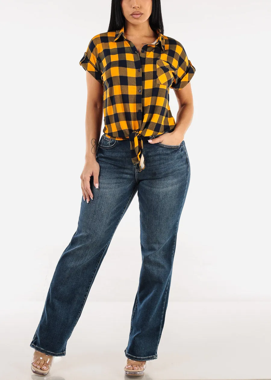 Stretchy High Waist Straight Wide Leg Jeans Dark Wash sold by Moda product image thumbnail 2