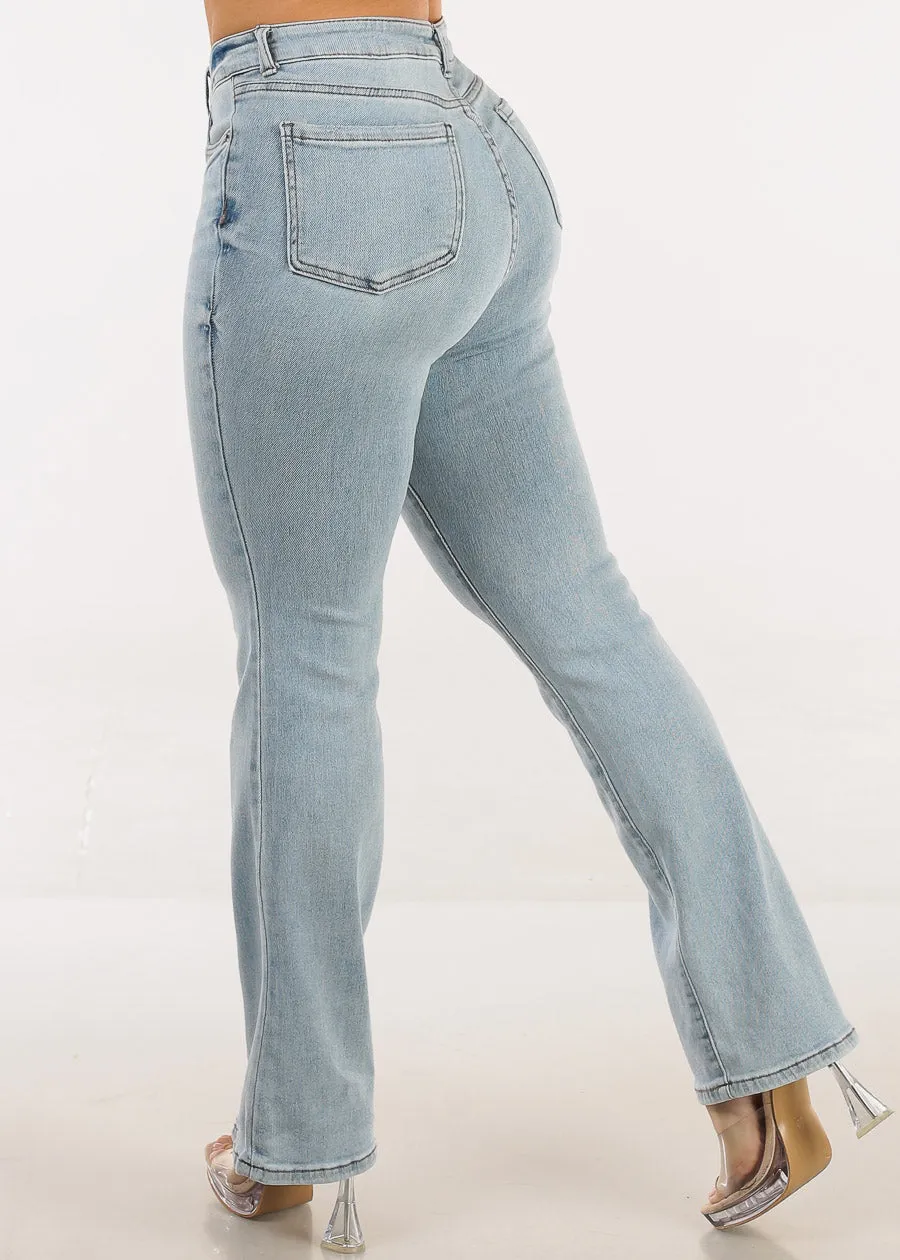 Stretchy High Waisted Bootcut Jeans Light Wash sold by Moda product image thumbnail 4