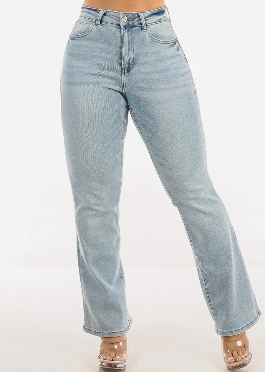 Stretchy High Waisted Bootcut Jeans Light Wash sold by Moda