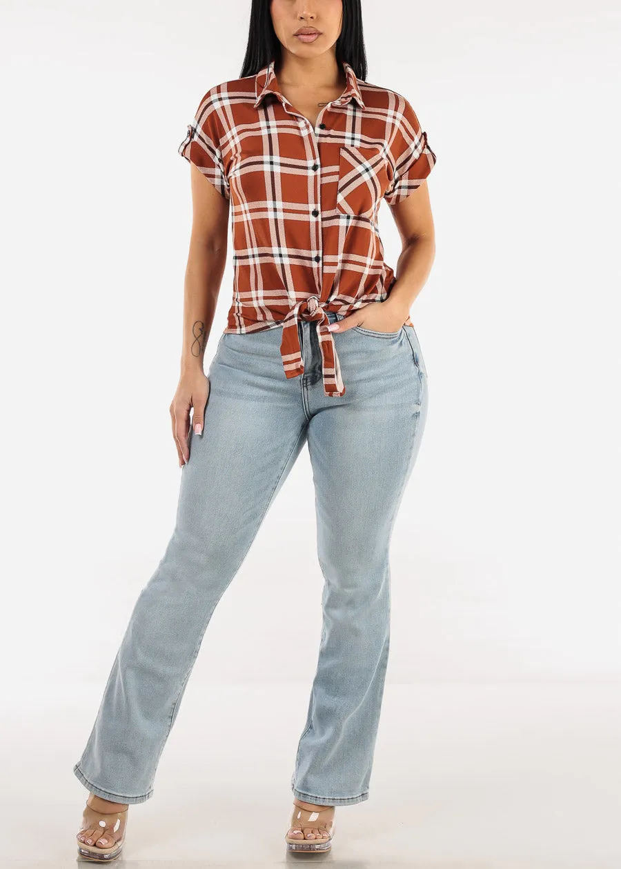 Stretchy High Waisted Bootcut Jeans Light Wash sold by Moda product image thumbnail 2