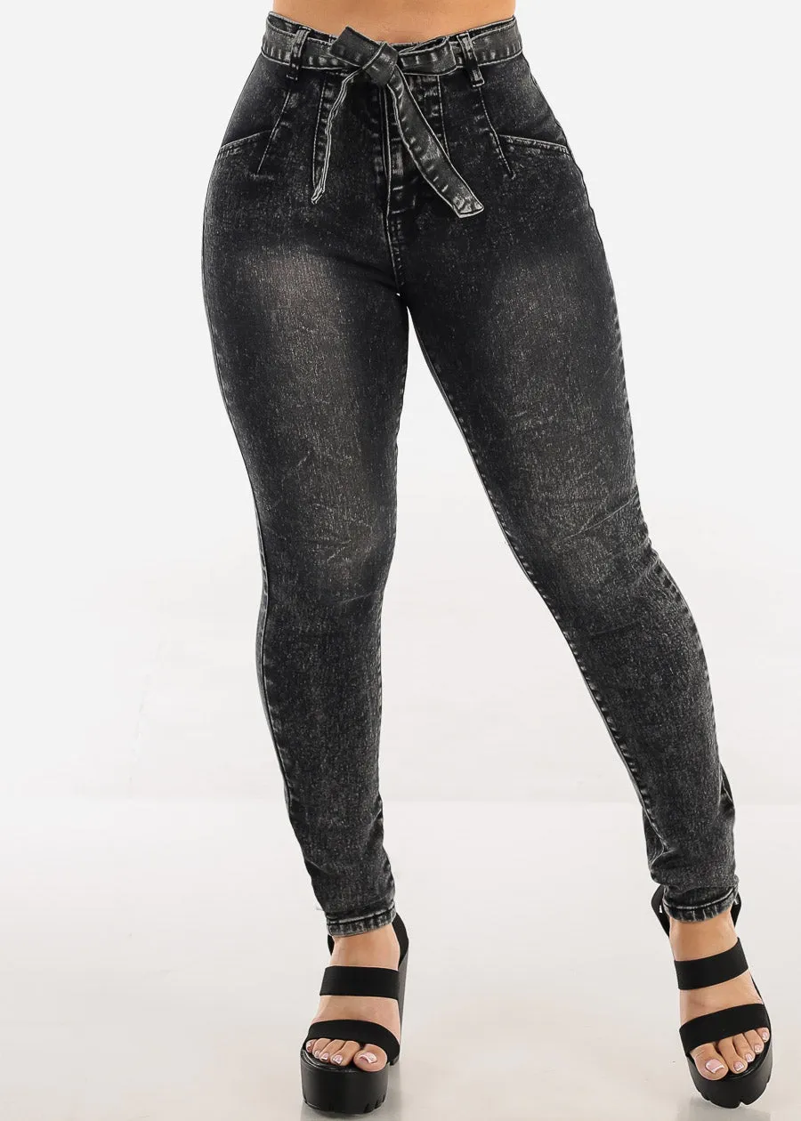 Butt Lift Super High Waist Acid Wash Stretch Skinny Jeans Black sold by Moda product image thumbnail 3