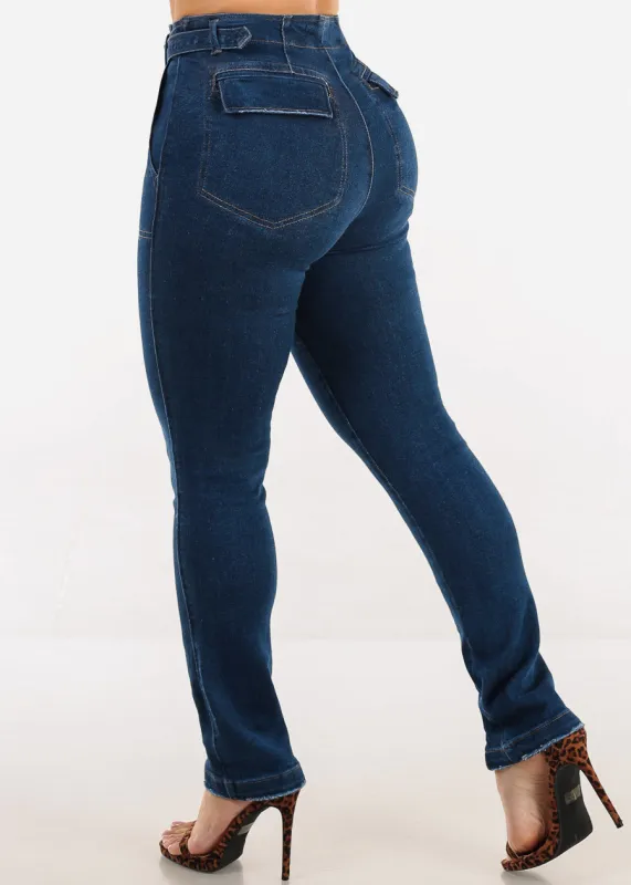 Butt Lift Stretch Straight Leg Jeans Dark Wash sold by Moda