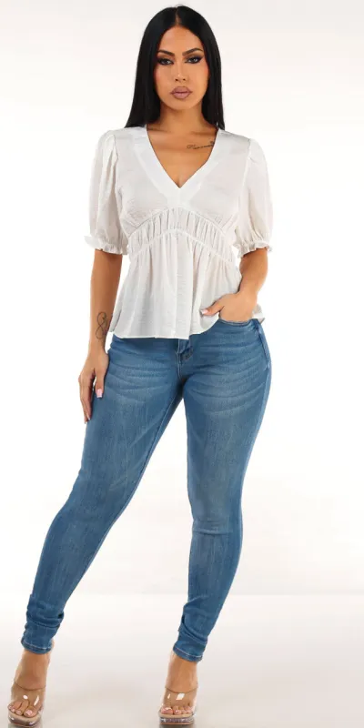 Stretchy White Skinny Denim Set sold by Moda