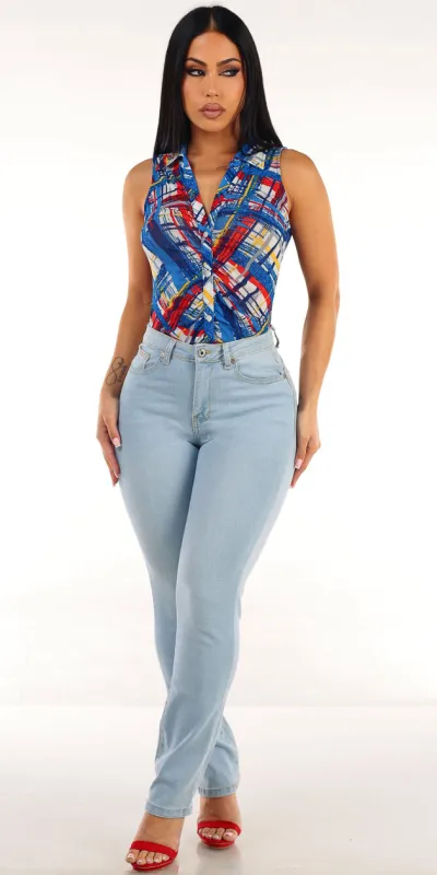 Blue Print Straight Jeans Combo sold by Moda