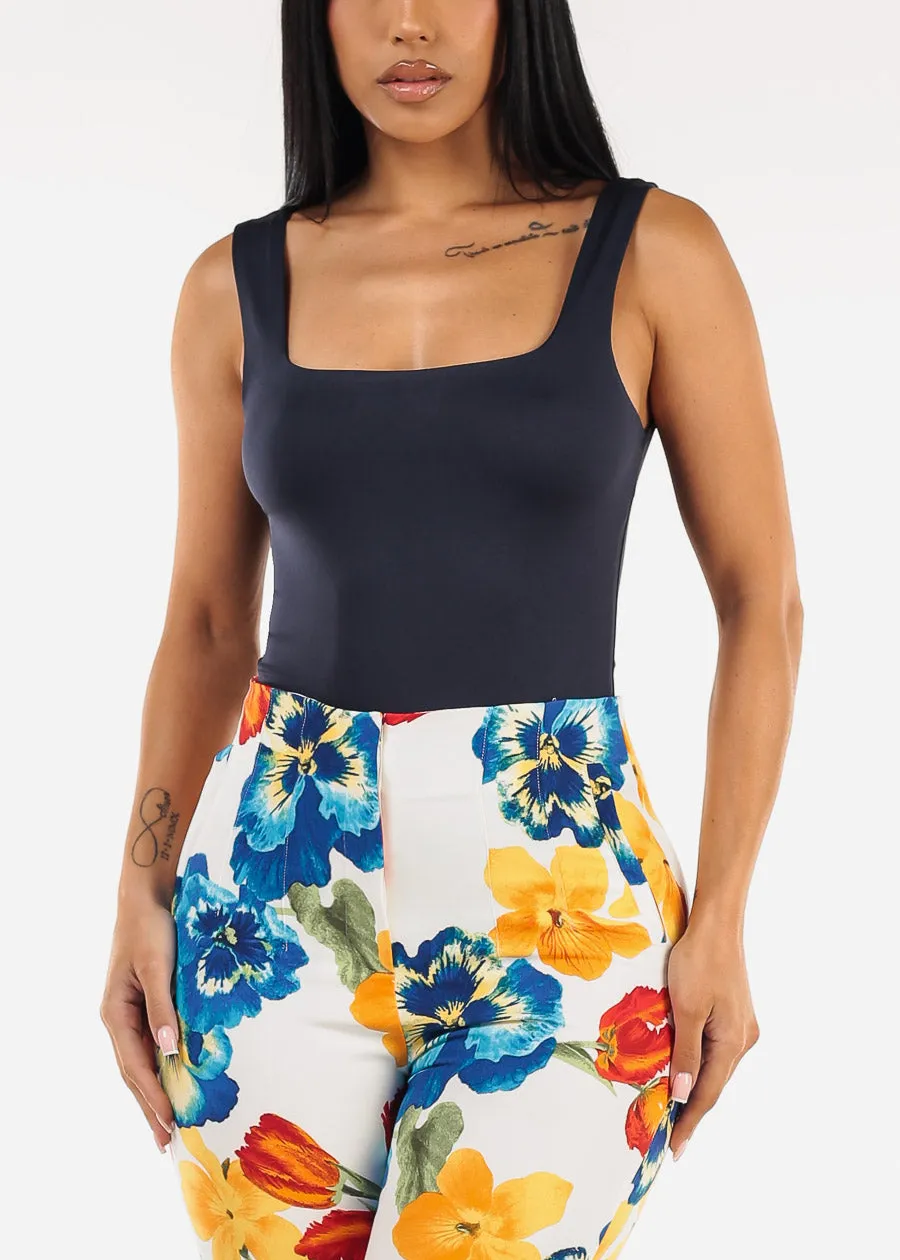 Stretchy Sleeveless Square Neck Thong Bodysuit Navy sold by Moda product image thumbnail 5