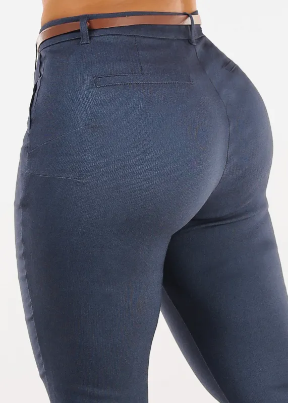 Butt Lift Stretch High Rise Skinny Dressy Pants Indigo Blue sold by Moda
