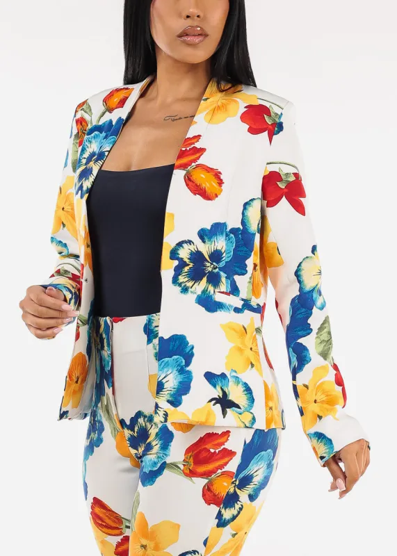 Floral Long Sleeve Formal Blazer Multicolor sold by Moda