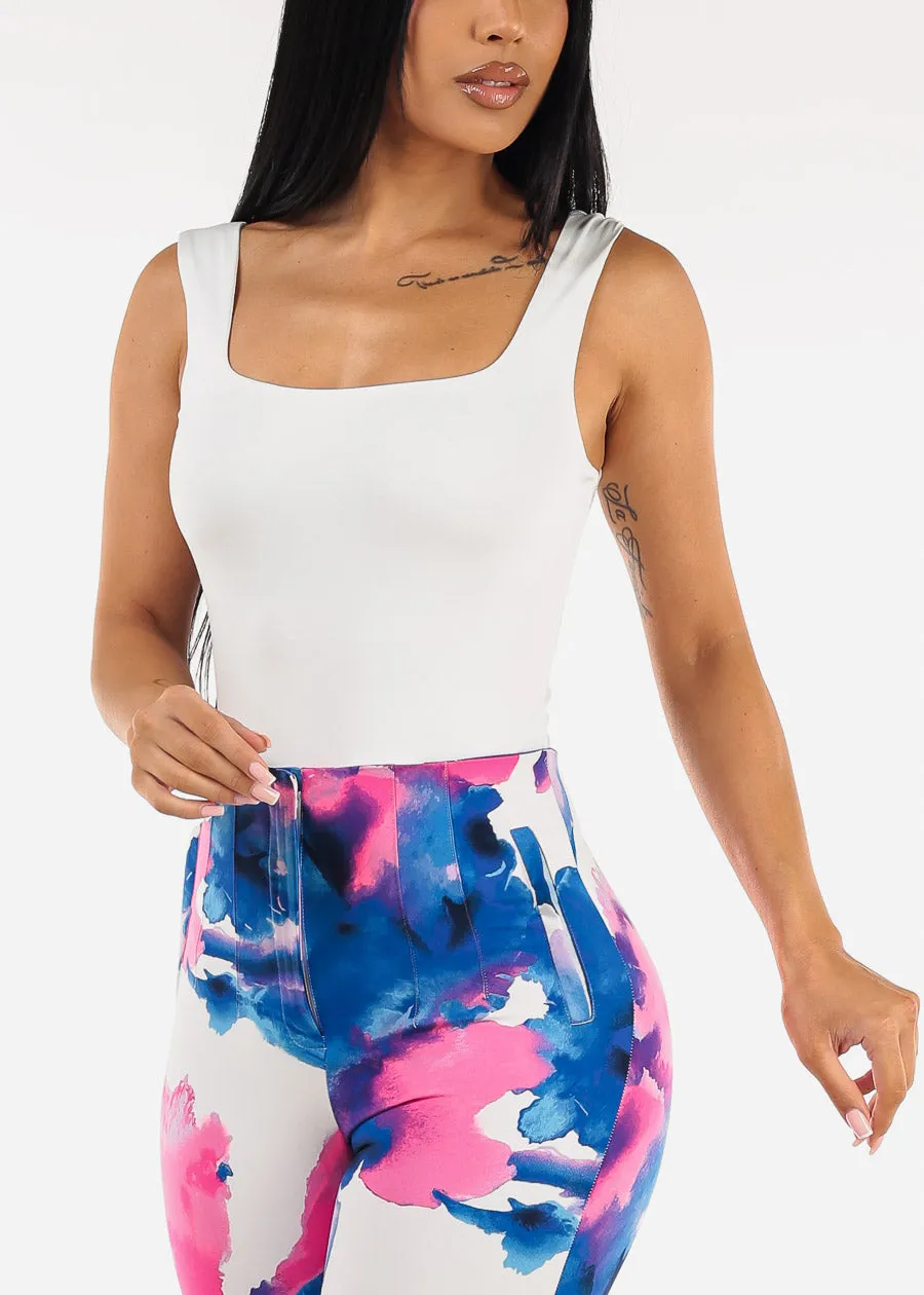 Stretchy Sleeveless Square Neck Thong Bodysuit White sold by Moda product image thumbnail 5