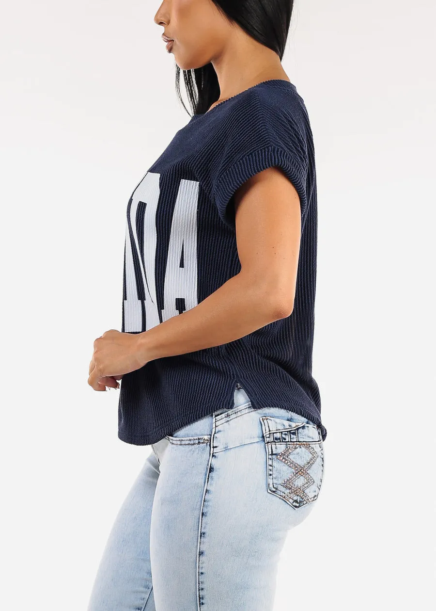 Short Sleeve Sweater Knit Graphic Tee Navy "Florida" sold by Moda product image thumbnail 3