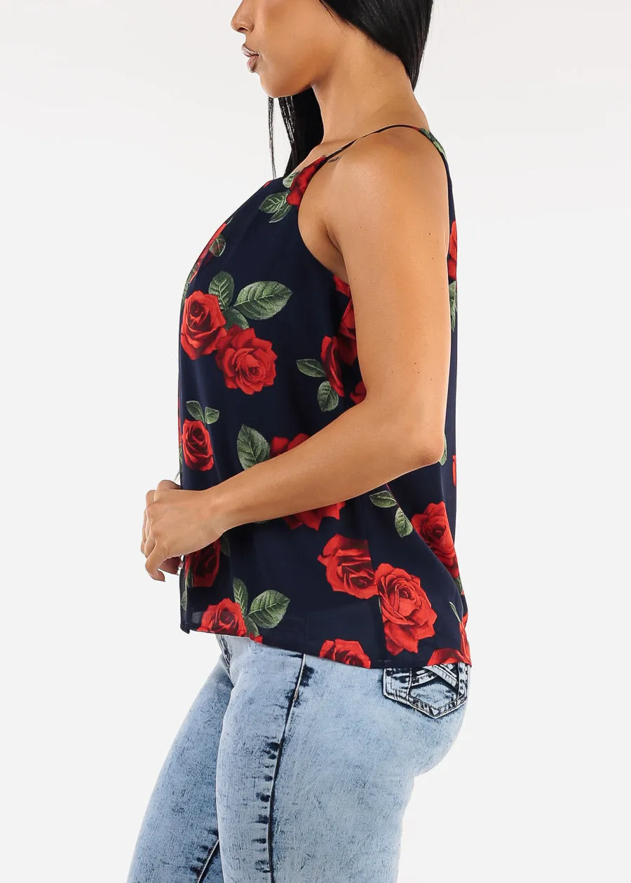Sleeveless Floral Pleated Blouse Navy sold by Moda product image thumbnail 3