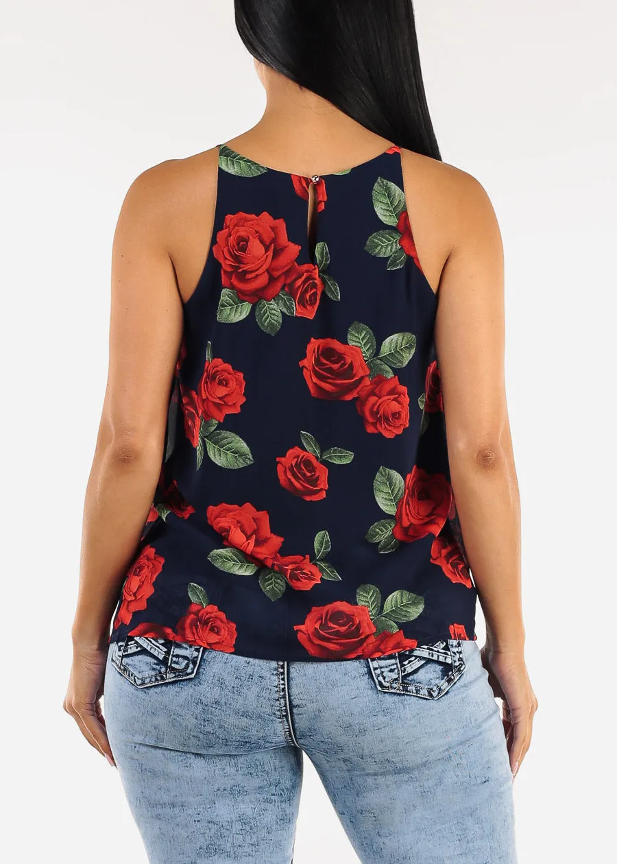 Sleeveless Floral Pleated Blouse Navy sold by Moda product image thumbnail 4