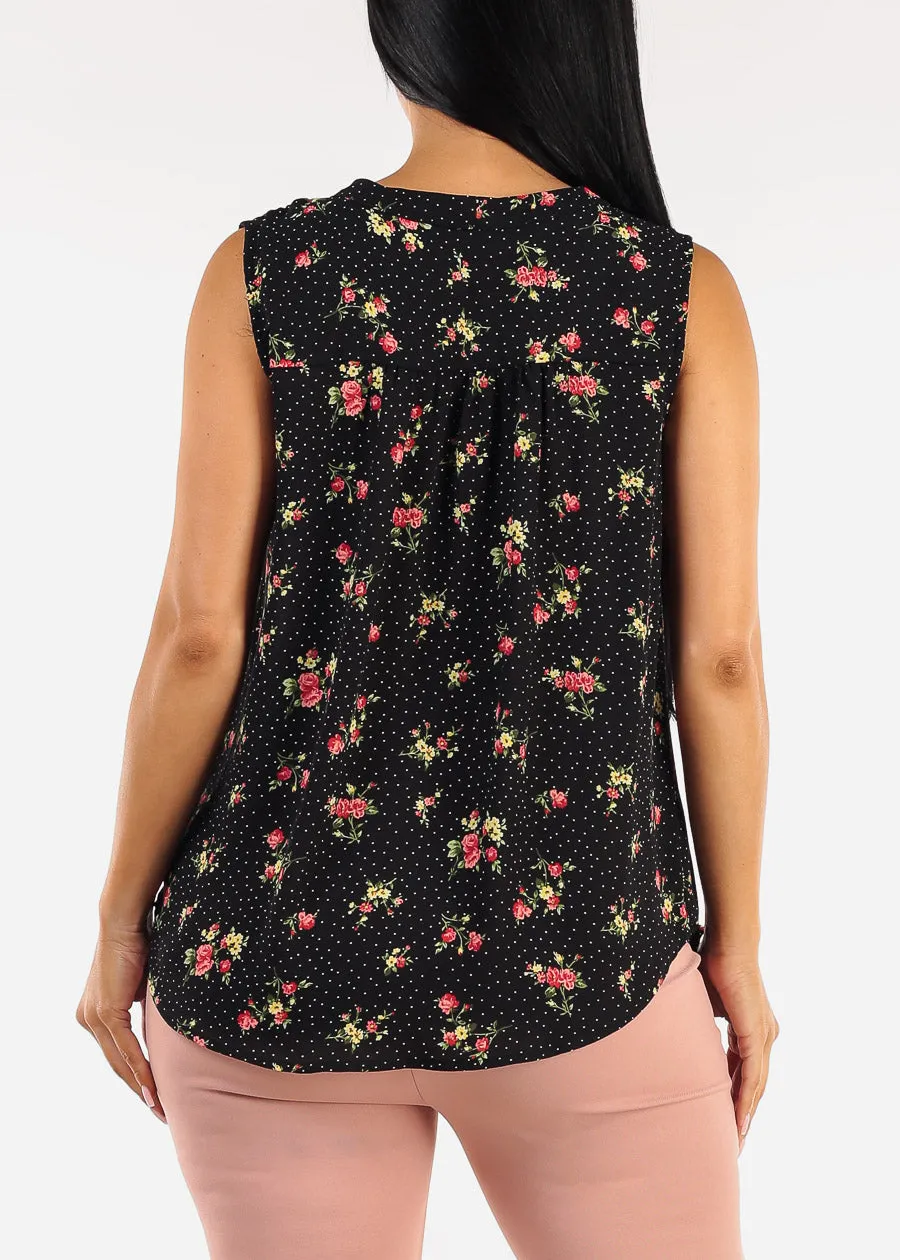 Sleeveless Vneck Floral Blouse Black sold by Moda product image thumbnail 4