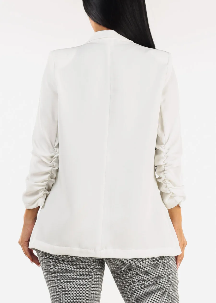 Quarter Sleeve Open Front White Blazer sold by Moda product image thumbnail 5