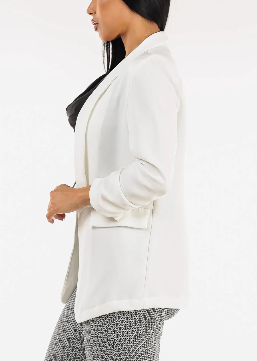 Quarter Sleeve Open Front White Blazer sold by Moda product image thumbnail 4
