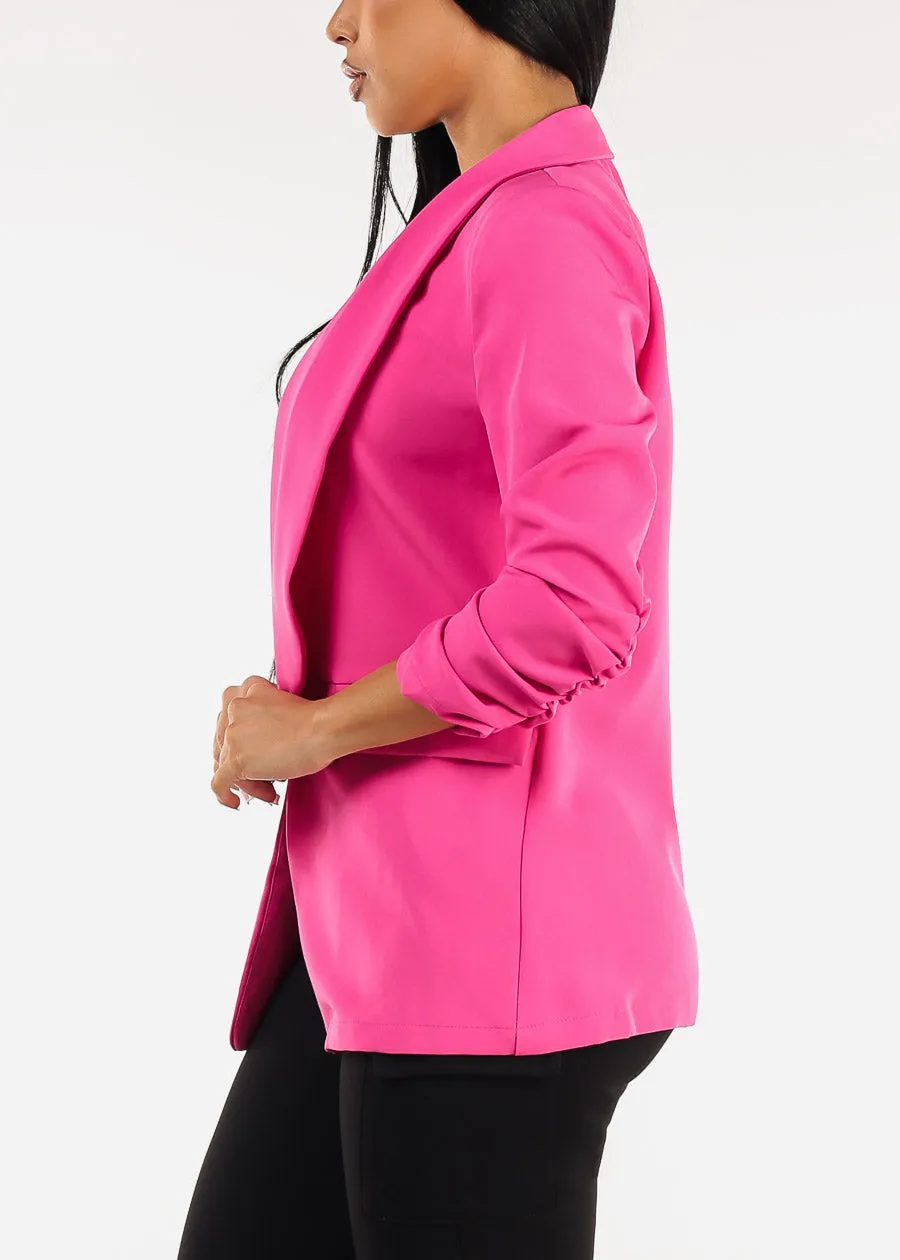 Quarter Sleeve Open Front Blazer Fuchsia sold by Moda product image thumbnail 5
