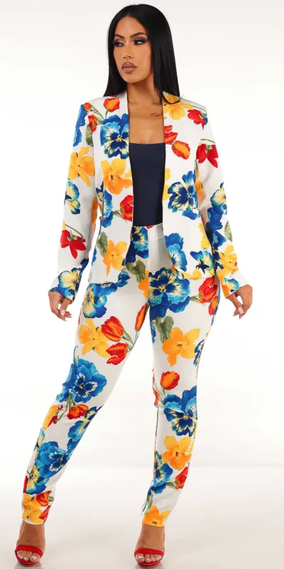 Floral Blazer, Bodysuit & Pants Trio sold by Moda