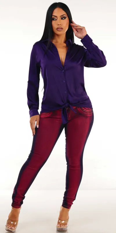 Satin Butt Lift Skinnies Outfit sold by Moda