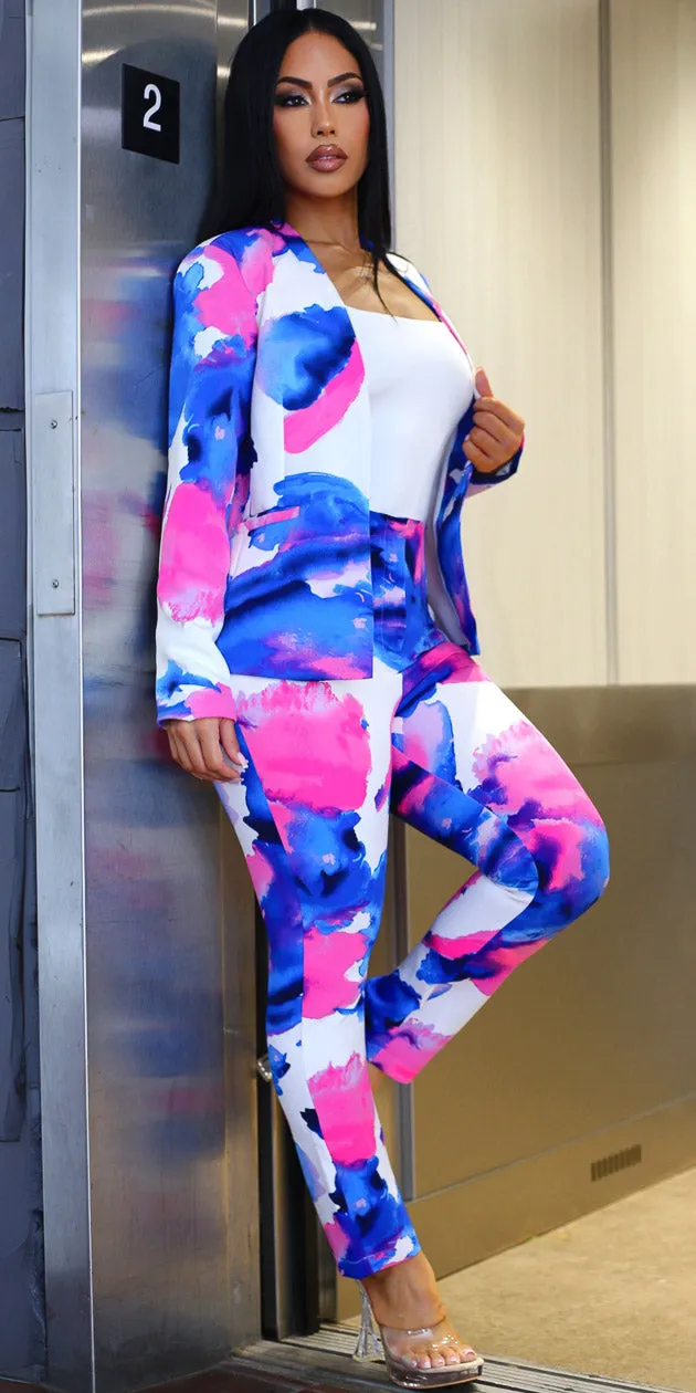 Printed Blazer, Bodysuit & Pants Trio sold by Moda product image thumbnail 3