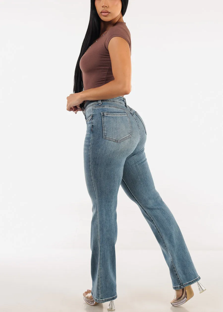 High Waist Stretchy Bootcut Jeans Med Wash sold by Moda product image thumbnail 5