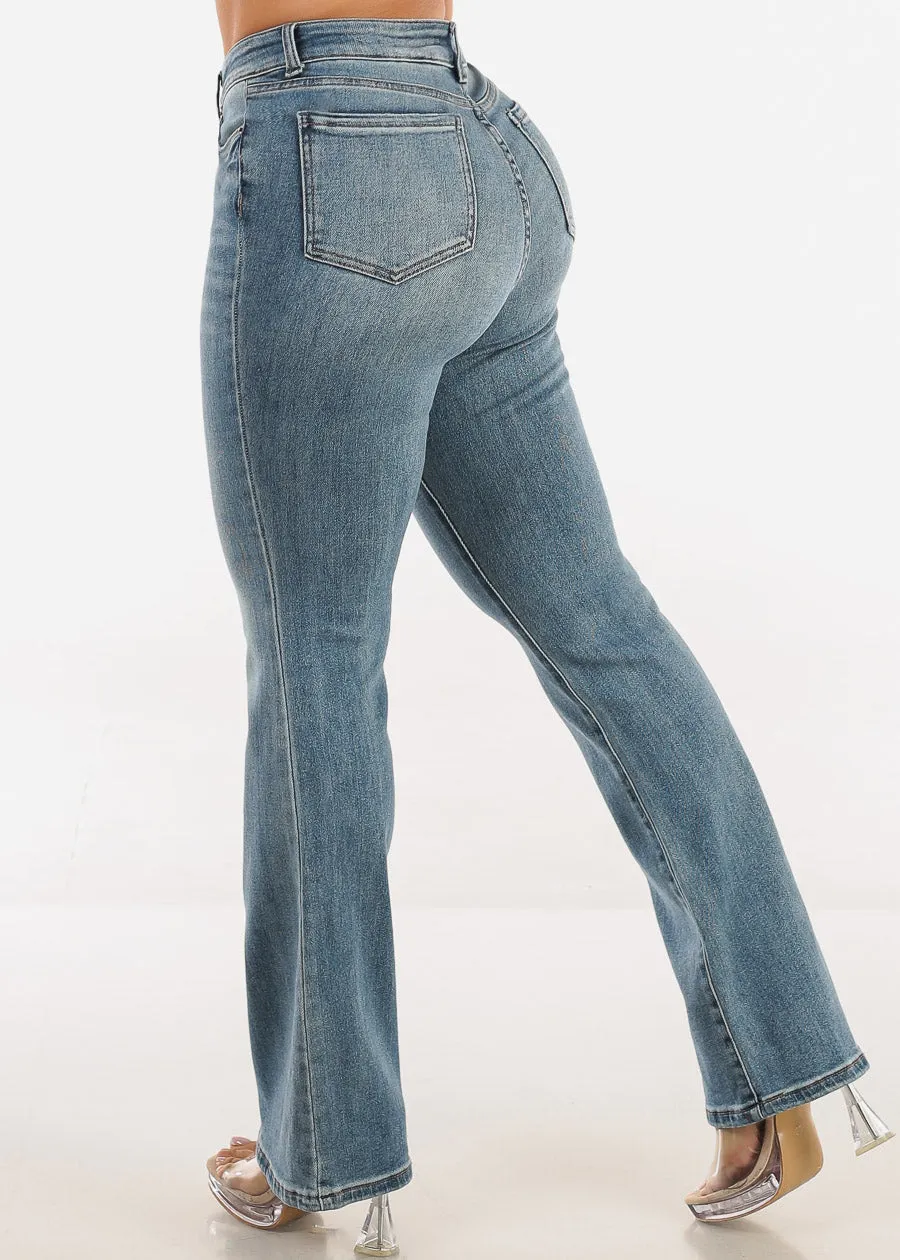 High Waist Stretchy Bootcut Jeans Med Wash sold by Moda product image thumbnail 4