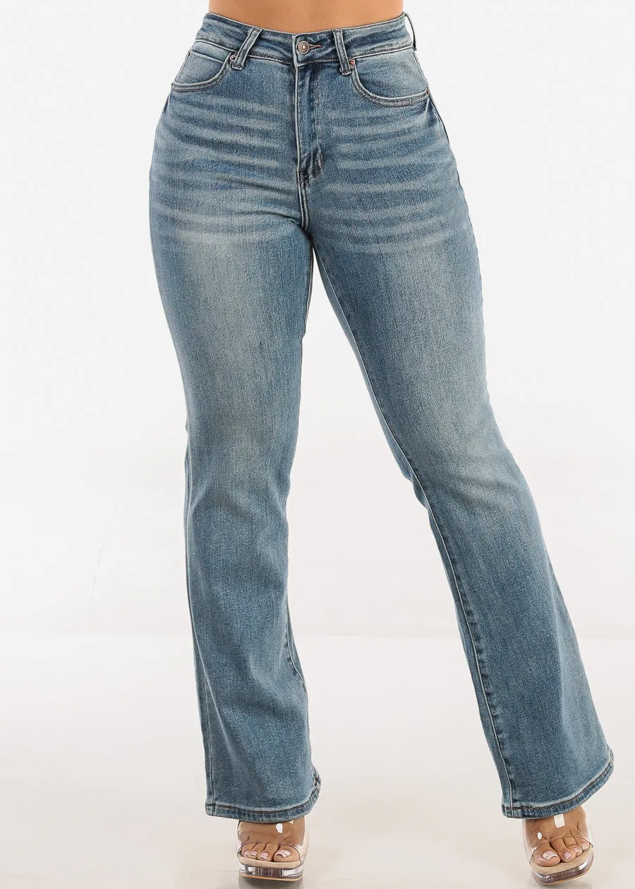 High Waist Stretchy Bootcut Jeans Med Wash sold by Moda