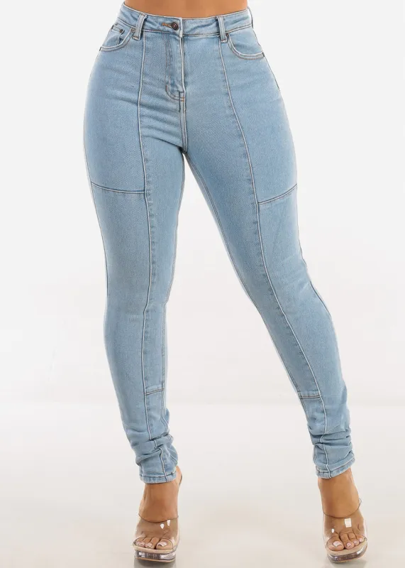 Super High Waist Stretchy Skinny Jeans Light Wash sold by Moda