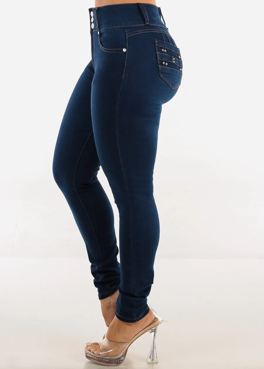 Butt Lift Super High Waist Stretch Skinny Jeans Dark Blue sold by Moda product image thumbnail 4