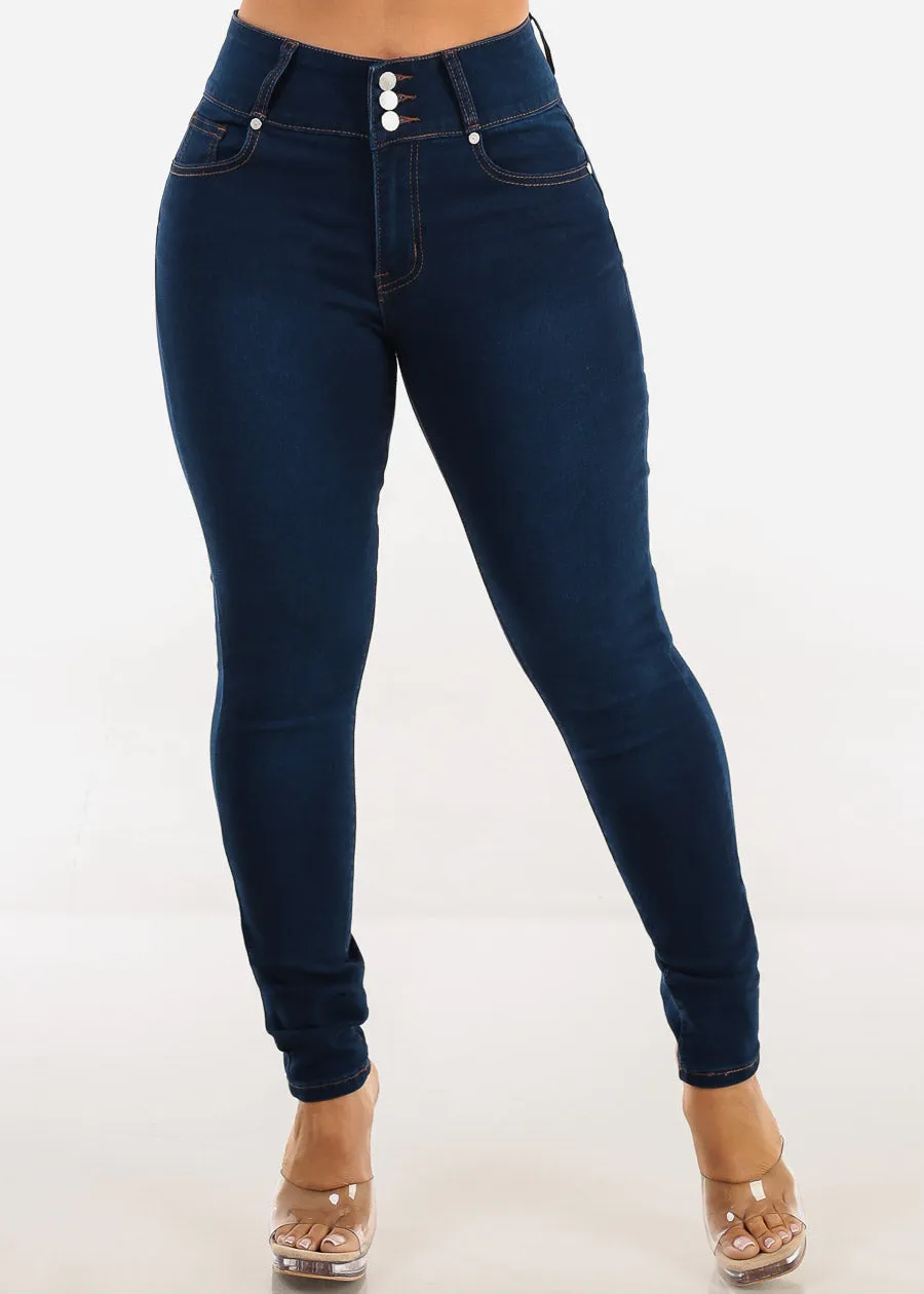 Butt Lift Super High Waist Stretch Skinny Jeans Dark Blue sold by Moda product image thumbnail 3