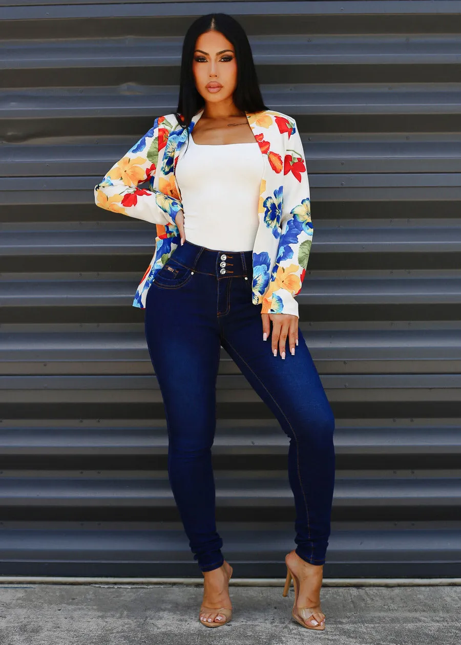 Butt Lift Mid Rise Stretch Skinny Jeans Dark Blue sold by Moda product image thumbnail 3