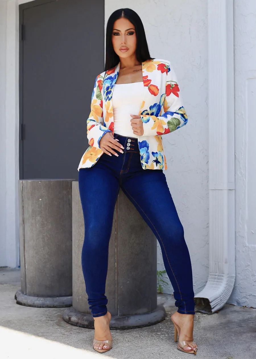 Butt Lift Mid Rise Stretch Skinny Jeans Dark Blue sold by Moda product image thumbnail 2