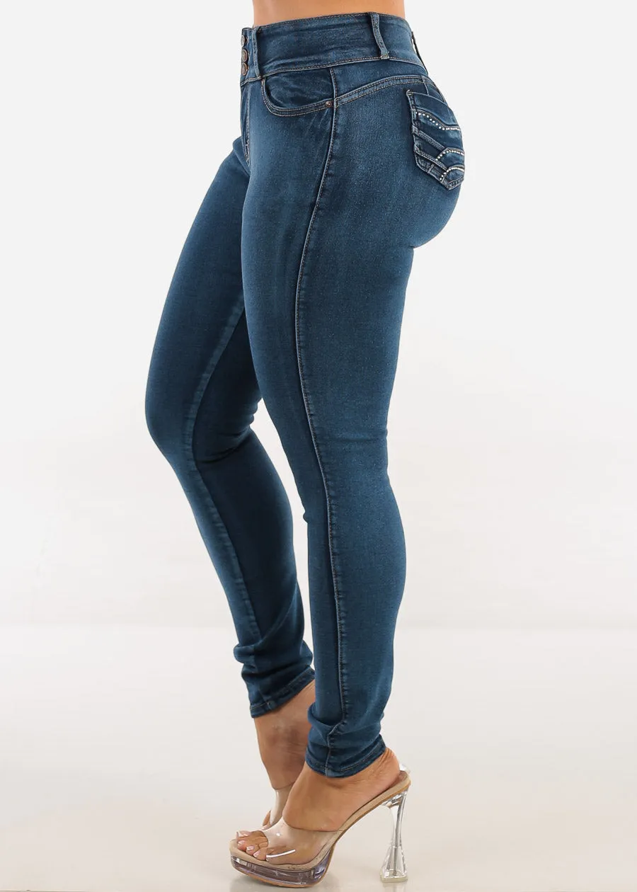 Butt Lift Mid Rise Stretch Skinny Jeans Dark Wash sold by Moda product image thumbnail 5