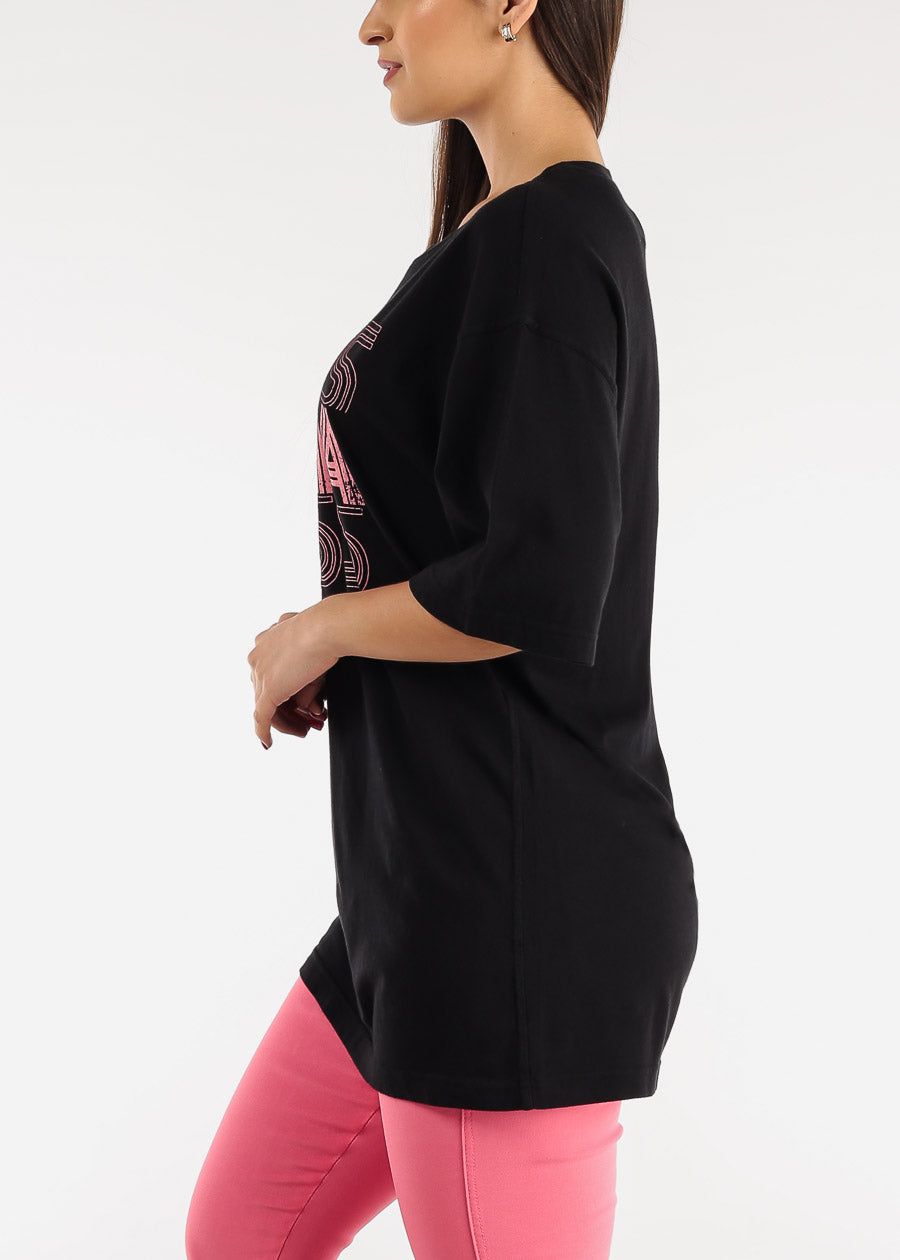 Short Sleeve Boss Mama Oversized Graphic Tee Black sold by Moda product image thumbnail 3