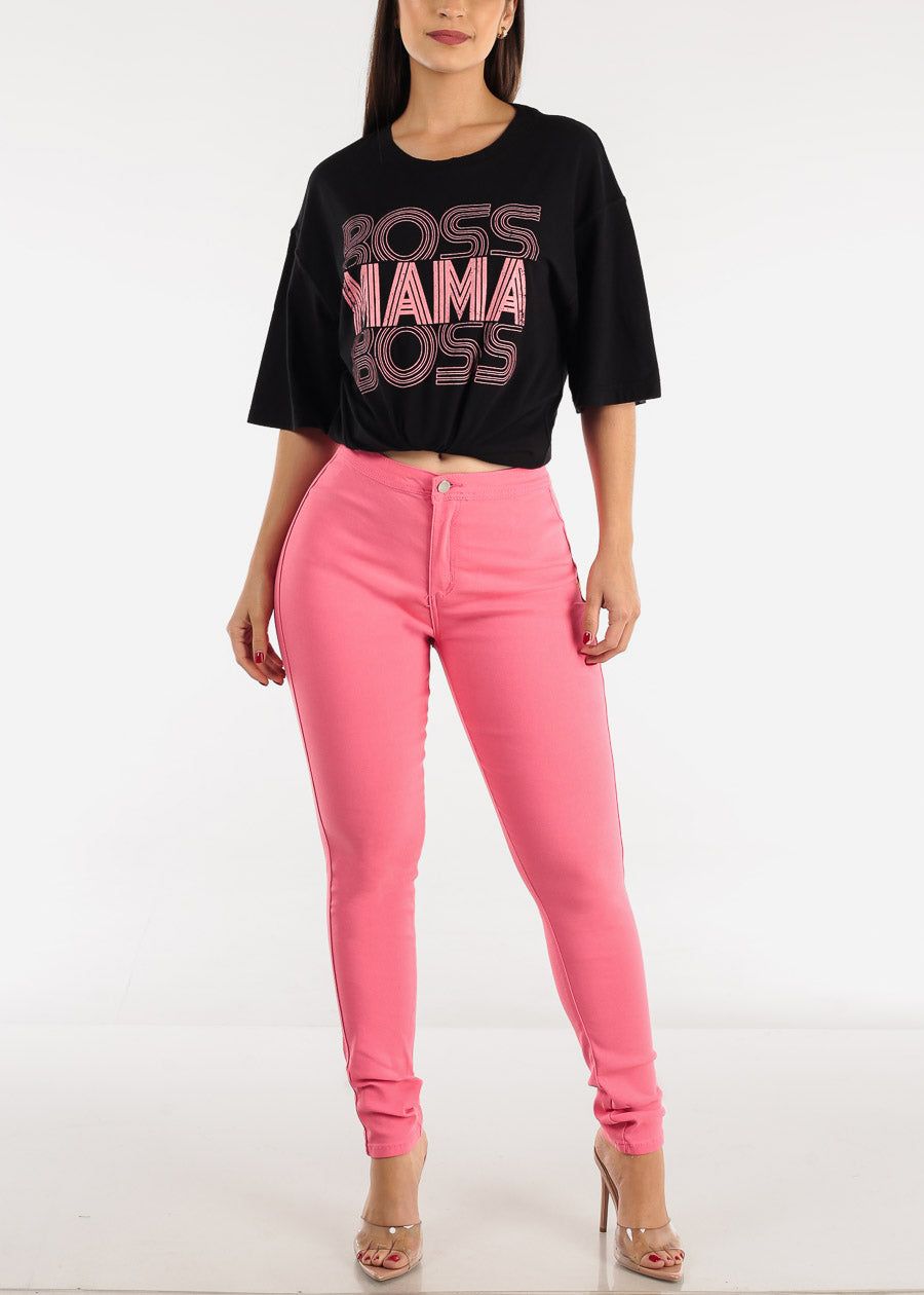 Short Sleeve Boss Mama Oversized Graphic Tee Black sold by Moda product image thumbnail 2