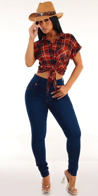 Plaid Levantacola Skinnies Look sold by Moda