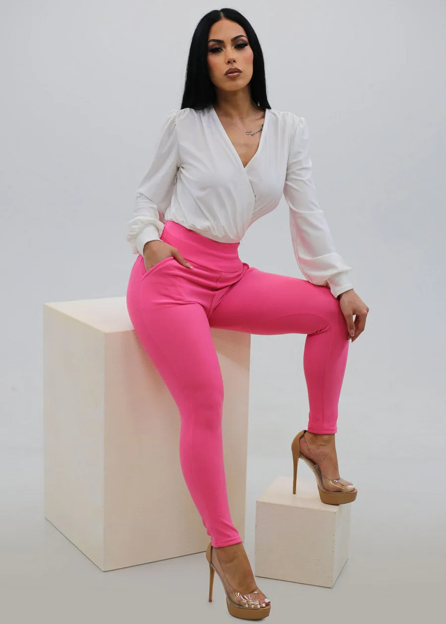 Butt Lift High Waisted Skinny Pants Pink sold by Moda product image thumbnail 3