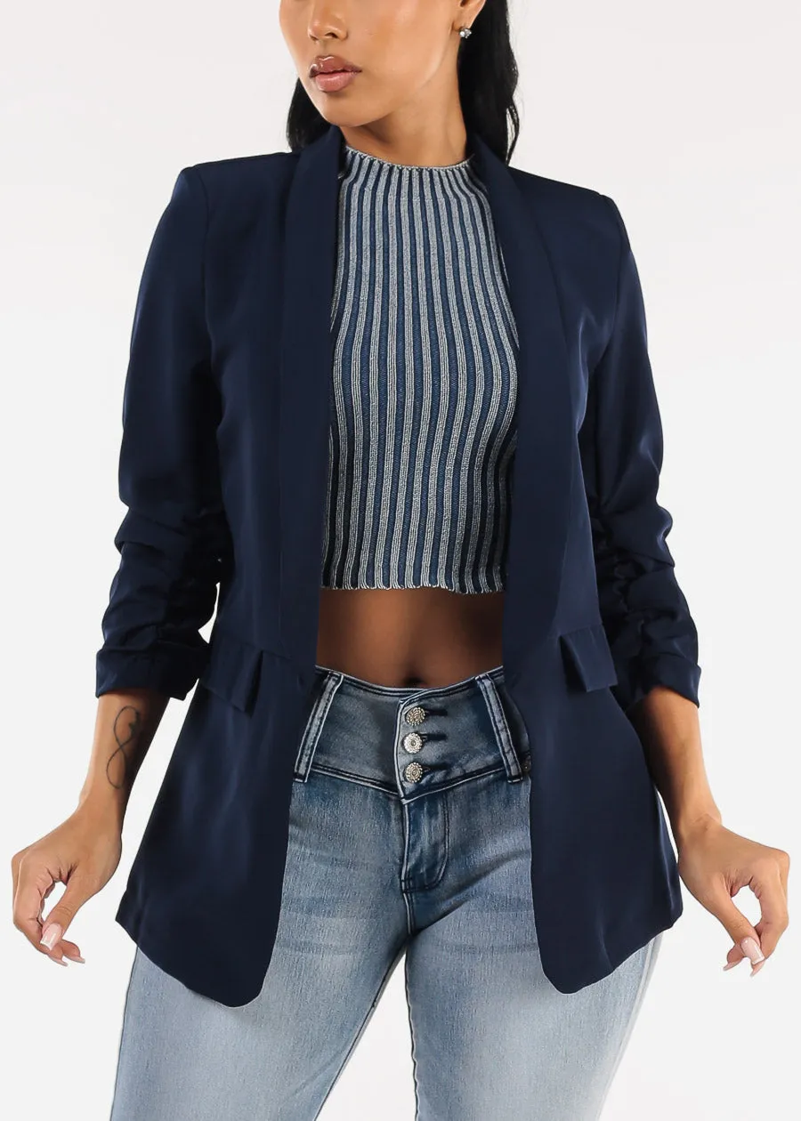 Quarter Sleeve Open Front Blazer Navy sold by Moda product image thumbnail 5