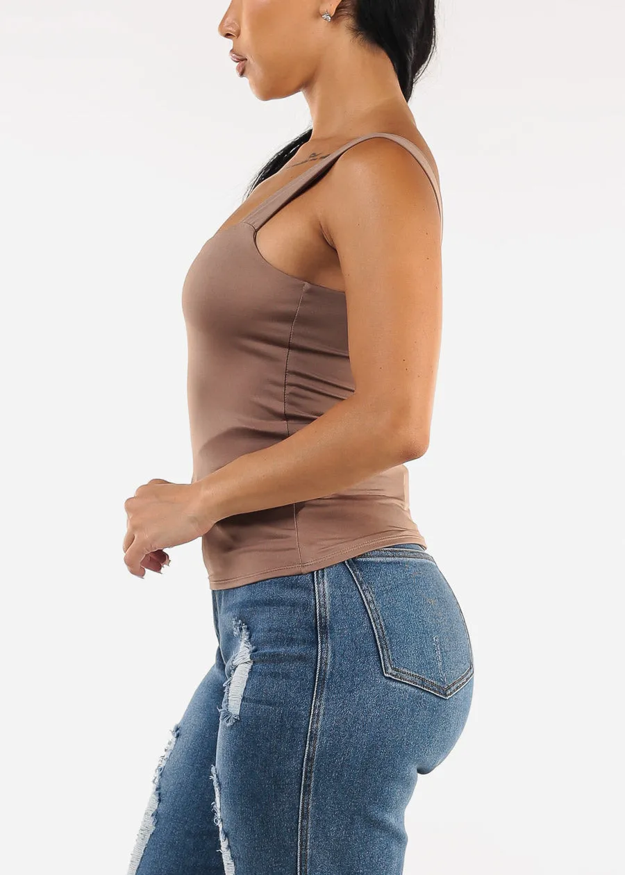 Sleeveless Square Neck Stretchy Top Dark Taupe sold by Moda product image thumbnail 5