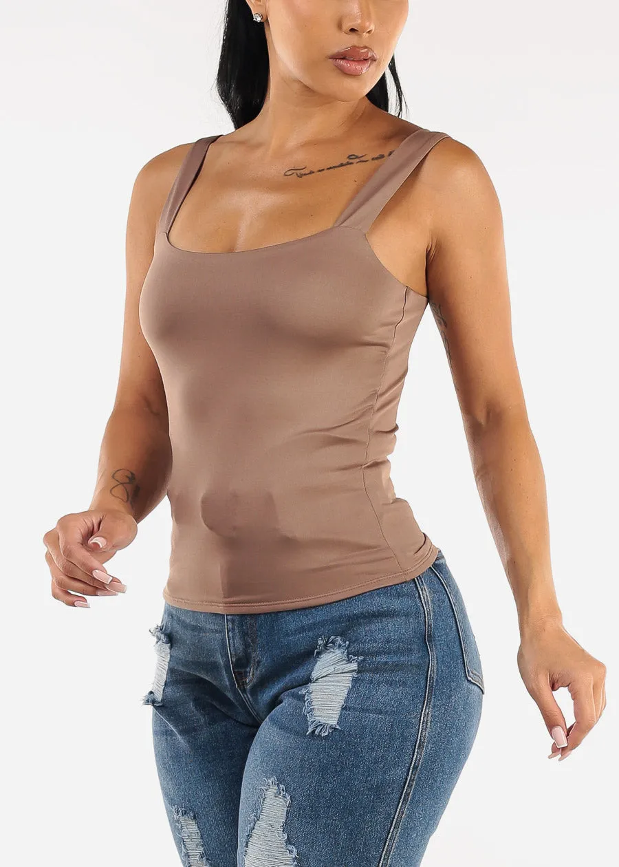 Sleeveless Square Neck Stretchy Top Dark Taupe sold by Moda product image thumbnail 3